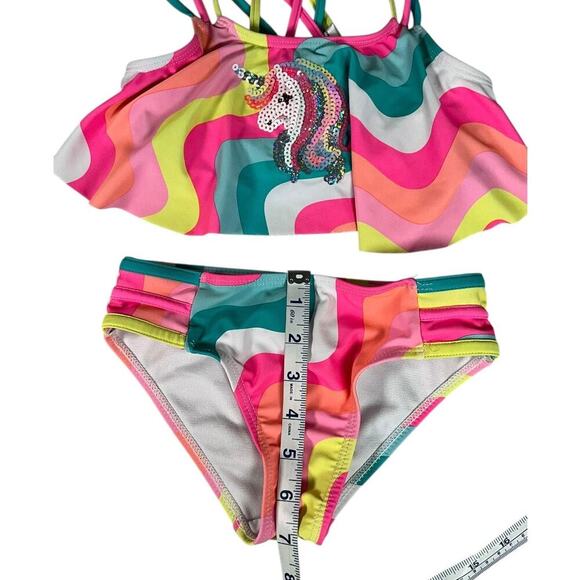 Betsey Johnson Unicorn Swimwear Used Size 6 Two Piece Colorful Great Condition - Picture 8 of 8
